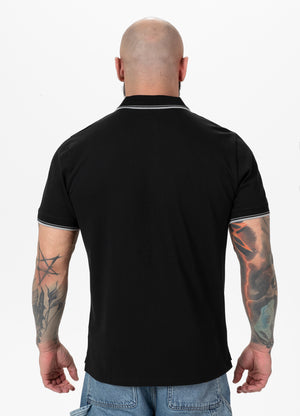 PIQUE STRIPES REGULAR Black Polo T-shirt - Pitbullstore.eu
