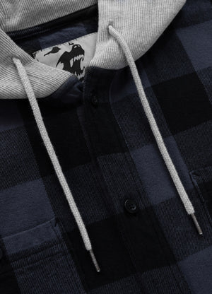 WOODSON Grey/Black Hooded Flannel Shirt - Pitbullstore.eu