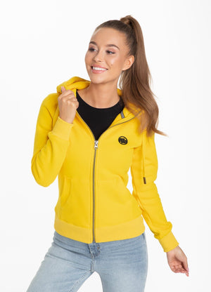 Women's hooded zip SMALL LOGO Yellow - Pitbull West Coast International Store 