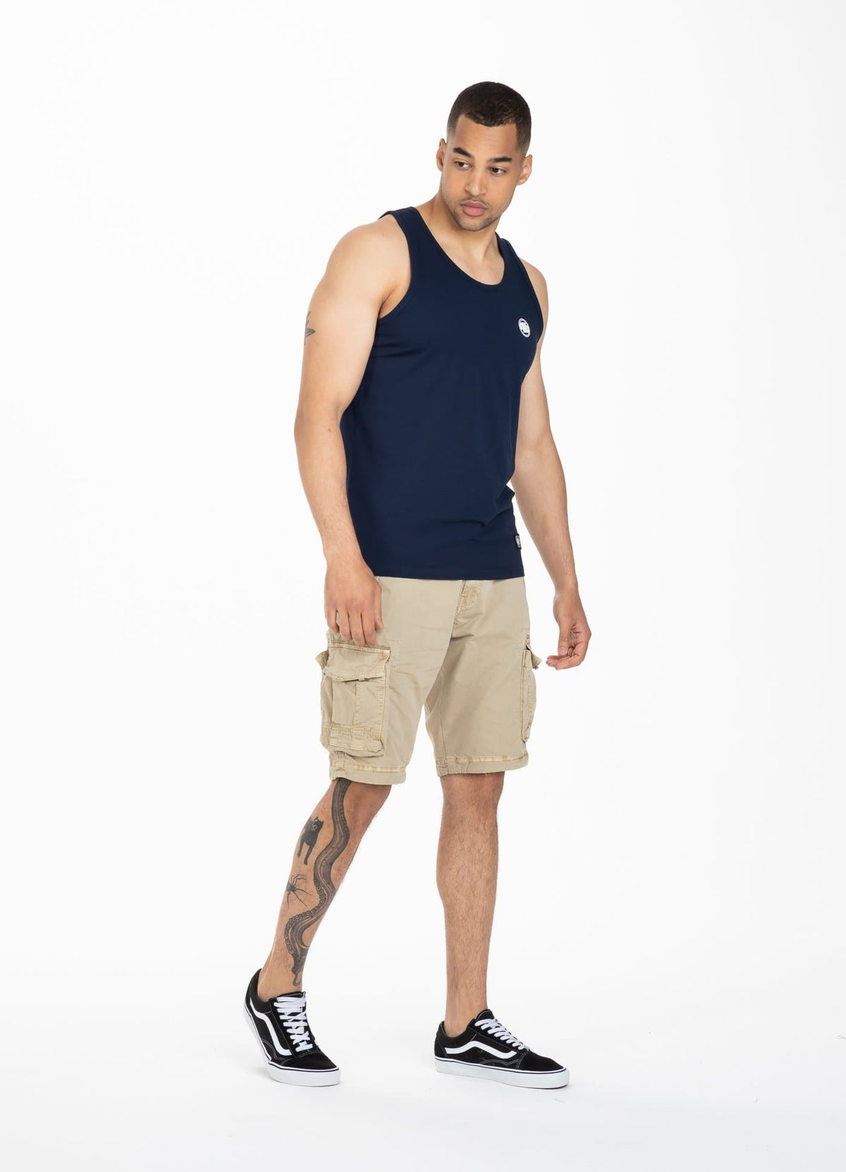 Tank Top Slim Fit Small Logo Dark Navy - Pitbull West Coast International Store 
